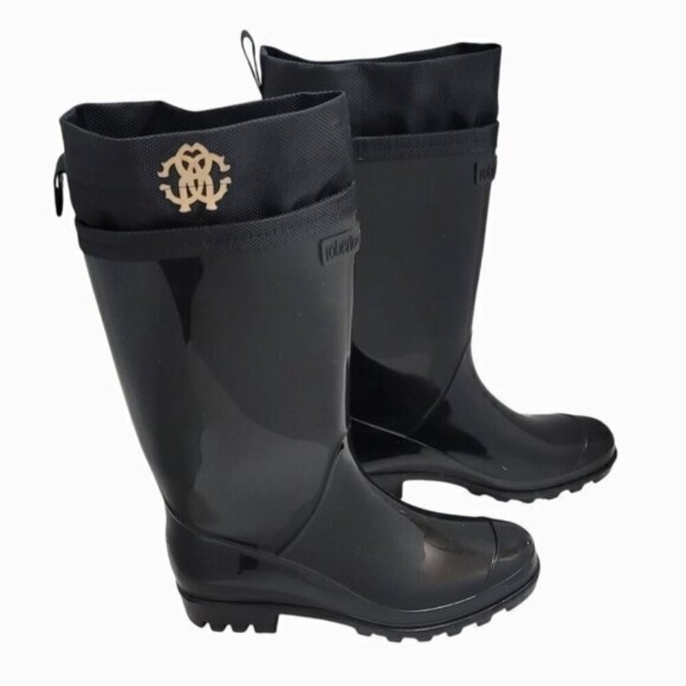 Roberto Cavalli Boots Black Rubber Rain 35 - Picture 4 of 12